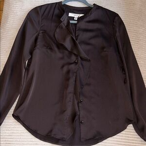 Nine West Dark Brown Ruffled Blouse